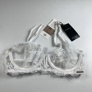 Bluebella‎ Women's Bra Marseille White Lace 30DD Embroidered Floral Mesh